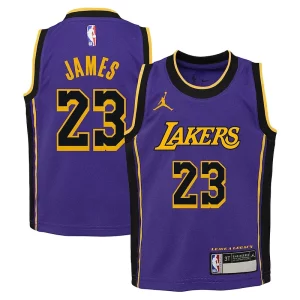 Práctico Moderno Magnífico LeBron James Los Angeles Lakers Jordan Brand Preschool 2022/23 Dri FIT Replica Jersey Statement Edition Purple  para la gran final