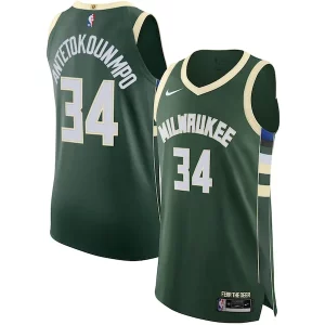 Original Giannis Antetokounmpo Milwaukee Bucks Nike Authentic Jersey Association Edition Hunter Green  para la gran final