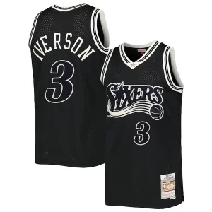 Increíble Único Clásico Allen Iverson Philadelphia 76ers Hardwood Classics Off Court Swingman Jersey Black  para la gran final