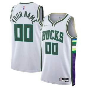 Bonito Exquisito Milwaukee Bucks Nike 2021/22 Swingman Custom Jersey City Edition White  para la gran final