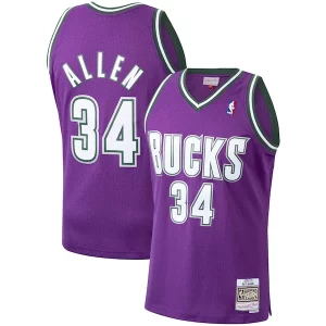 Bonito Clásico Ray Allen Milwaukee Bucks 2000/01 Hardwood Classics Swingman Jersey Purple  para la gran final