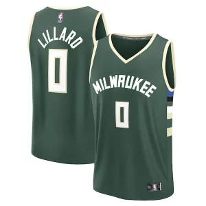 Cool Damian Lillard Milwaukee Bucks Youth Fast Break Replica Player Jersey Icon Edition Hunter Green  para la gran final