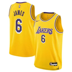 Original Moderno Atractivo LeBron James Los Angeles Lakers Nike Youth Swingman Jersey Icon Edition Gold  para la gran final