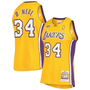 Exquisito Robusto Genial Shaquille O'Neal Los Angeles Lakers 2000 NBA Finals Hardwood Classics Authentic Jersey Gold  para la gran final