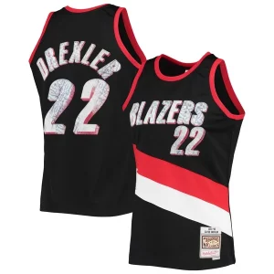Fantástico Lujoso Clyde Drexler Portland Trail Blazers 1991/92 Hardwood Classics NBA 75th Anniversary Diamond Swingman Jersey Black  para la gran final