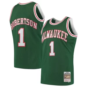 Fácil de llevar Oscar Robertson Milwaukee Bucks 1971/72 Hardwood Classics Swingman Jersey Green  para la gran final
