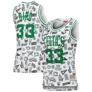 Encantador Larry Bird Boston Celtics Women's 1985 Doodle Swingman Jersey White  para la gran final