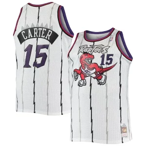 Hermoso Vince Carter Toronto Raptors 1998/99 Big & Tall Hardwood Classics Swingman Jersey White/Purple  para la gran final