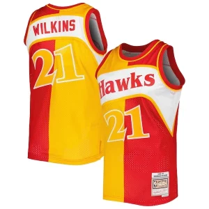 Clásico Moderno Comodo Dominique Wilkins Atlanta Hawks Hardwood Classics 1986/87 Split Swingman Jersey Yellow/Red  para la gran final