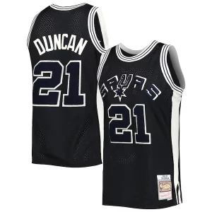 Fantástico Tim Duncan San Antonio Spurs 1998/99 Hardwood Classics Off Court Swingman Jersey Black  para la gran final