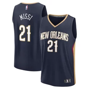 Resistente Clásico Único Yves Missi New Orleans Pelicans 2024 NBA Draft Fast Break Player Jersey Icon Edition Navy  para la gran final