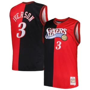 Cool Versátil Estupendo Allen Iverson Philadelphia 76ers Big & Tall Hardwood Classics 2000/01 Split Swingman Jersey Black/Red  para la gran final