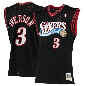 Increíble Allen Iverson Philadelphia 76ers 2000/01 Hardwood Classics Swingman Jersey Black  para la gran final
