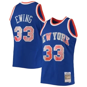 Duradero Original Patrick Ewing New York Knicks 1991/92 Hardwood Classics NBA 75th Anniversary Diamond Swingman Jersey Blue  para la gran final