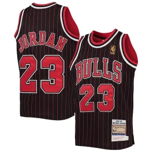 Bonito Resistente Estupendo Michael Jordan Chicago Bulls Youth 1996 97 Hardwood Classics Authentic Jersey Black/Red/Red/White  para la gran final