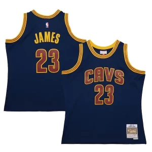 Práctico LeBron James Cleveland Cavaliers 2015/16 Hardwood Classics Swingman Jersey Navy  para la gran final