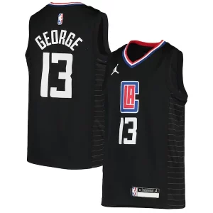 Práctico Paul George LA Clippers Jordan Brand Youth 2020/21 Swingman Player Jersey Black Statement Edition  para la gran final