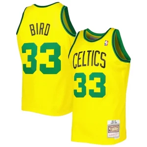 Único Larry Bird Boston Celtics 1985 86 Hardwood Classics Reload 3.0 Swingman Jersey Gold  para la gran final
