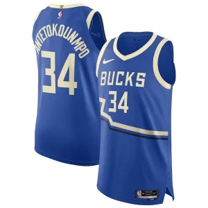 Magnífico Giannis Antetokounmpo Milwaukee Bucks Nike 2024/25 Authentic Player Jersey City Edition Royal  para la gran final