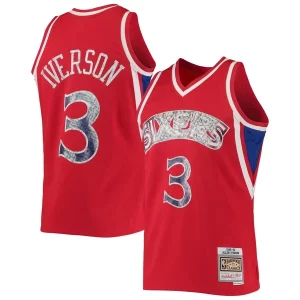 Delicioso Resistente Allen Iverson Philadelphia 76ers 1996/97 Hardwood Classics NBA 75th Anniversary Diamond Swingman Jersey Red  para la gran final