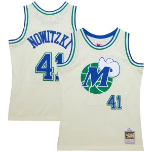 Resistente Ideal Comodo Dirk Nowitzki Dallas Mavericks Chainstitch Swingman Jersey Cream  para la gran final