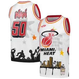 Resistente Práctico Robusto Miami Heat x Tats Cru Hardwood Classics Fashion Jersey White  para la gran final