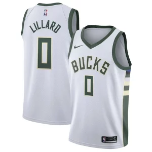 Magnífico Damian Lillard Milwaukee Bucks Nike Unisex Swingman Player Jersey Association Edition White  para la gran final