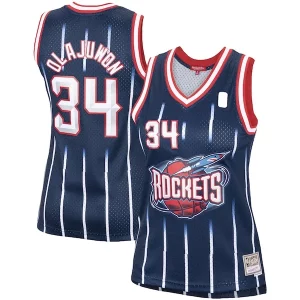 Cool Hakeem Olajuwon Houston Rockets Women's Hardwood Classics Swingman Jersey Navy/Red  para la gran final
