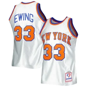Bonito Hermoso Lujoso Patrick Ewing New York Knicks 1985/86 Hardwood Classics 75th Anniversary Swingman Jersey Platinum  para la gran final