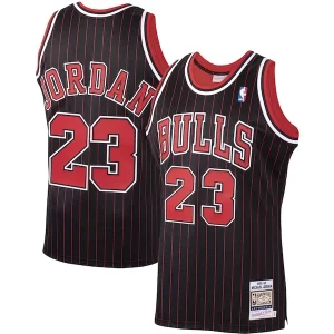 Moderno Michael Jordan Chicago Bulls 1995/96 Hardwood Classics Authentic Jersey Black/Scarlet/White  para la gran final