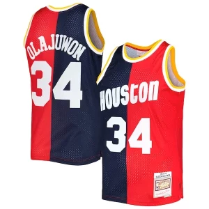 Robusto Hakeem Olajuwon Houston Rockets Hardwood Classics 1993/94 Split Swingman Jersey Navy/Red  para la gran final