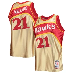 Atractivo Magnífico Encantador Dominique Wilkins Atlanta Hawks 75th Anniversary 1986/87 Hardwood Classics Swingman Jersey Gold  para la gran final