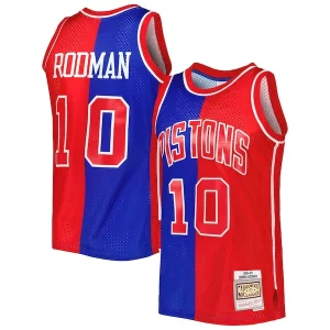 Duradero Dennis Rodman Detroit Pistons Hardwood Classics 1988/89 Split Swingman Jersey Blue/Red  para la gran final