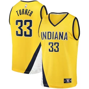 Magnífico Myles Turner Indiana Pacers Fast Break Replica Jersey Statement Edition Gold  para la gran final