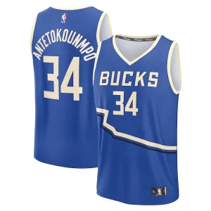 Increíble Giannis Antetokounmpo Milwaukee Bucks Youth 2024/25 Fast Break Player Jersey City Edition Royal  para la gran final