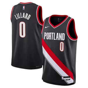 Versátil Damian Lillard Portland Trail Blazers Nike Youth Swingman Jersey Icon Edition Black  para la gran final