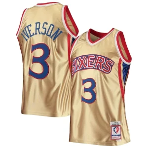 Delicioso Duradero Versátil Allen Iverson Philadelphia 76ers 75th Anniversary 1996/97 Hardwood Classics Swingman Jersey Gold  para la gran final