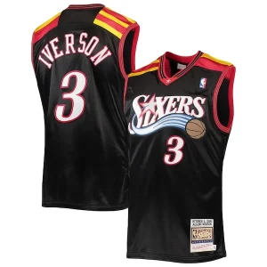 Práctico Allen Iverson Philadelphia 76ers 2006 Hardwood Classics Authentic Jersey Black/Red/White  para la gran final