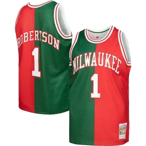 Cool Único Oscar Robertson Milwaukee Bucks Hardwood Classics 1971/72 Split Swingman Jersey Green/Red  para la gran final