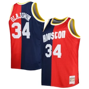 Duradero Perfecto Ideal Hakeem Olajuwon Houston Rockets Big & Tall Hardwood Classics 1993/94 Split Swingman Jersey Navy/Red  para la gran final