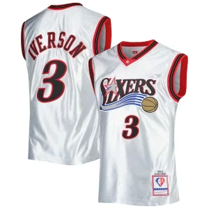 Maravilloso Hermoso Allen Iverson Philadelphia 76ers 2000/01 Hardwood Classics 75th Anniversary Swingman Jersey Platinum  para la gran final