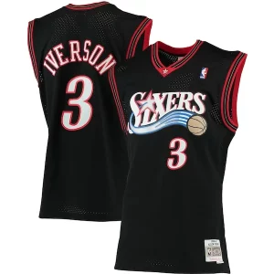 Duradero Comodo Fantástico Allen Iverson Philadelphia 76ers 2000/01 Big & Tall Hardwood Classics Swingman Jersey Black/Red/Royal/White  para la gran final