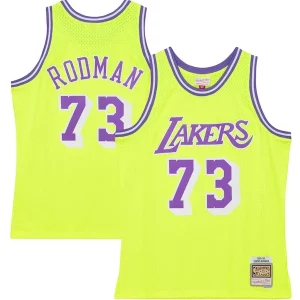 Resistente Clásico Dennis Rodman Los Angeles Lakers Hardwood Classics 1998/99 Tropical Swingman Jersey Neon Yellow  para la gran final