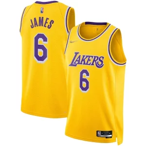 Lujoso Fantástico LeBron James Los Angeles Lakers Nike 2021/22 Diamond Swingman Jersey Icon Edition Gold  para la gran final