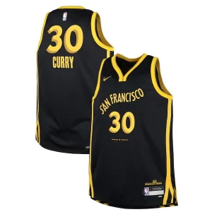 Atractivo Delicioso Cool Stephen Curry Golden State Warriors Nike Youth Swingman Replica Jersey City Edition Black  para la gran final