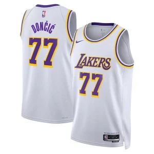 Bonito Luka Dončić Los Angeles Lakers Nike Association Edition Unisex Swingman Jersey White  para la gran final