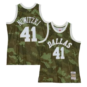 Moderno Dirk Nowitzki Dallas Mavericks Hardwood Classics 1998/99 Ghost Green Swingman Jersey Camo  para la gran final