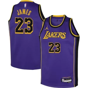 Magnífico LeBron James Los Angeles Lakers Jordan Brand Youth Performance Swingman Jersey Statement Purple  para la gran final