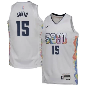 Genial Práctico Hermoso Nikola Jokic Denver Nuggets Nike Youth 2024/25 Swingman Player Jersey City Edition White  para la gran final