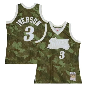 Lujoso Fantástico Allen Iverson Philadelphia 76ers Hardwood Classics 1997/98 Ghost Green Swingman Jersey Camo  para la gran final